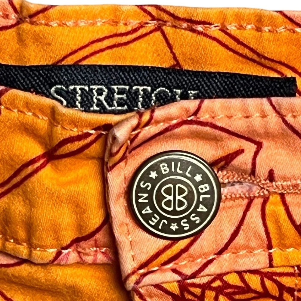 Bill Blass Jeans 12 Shorts Orange Floral Cuffed Stretch High Rise Casual Vibrant